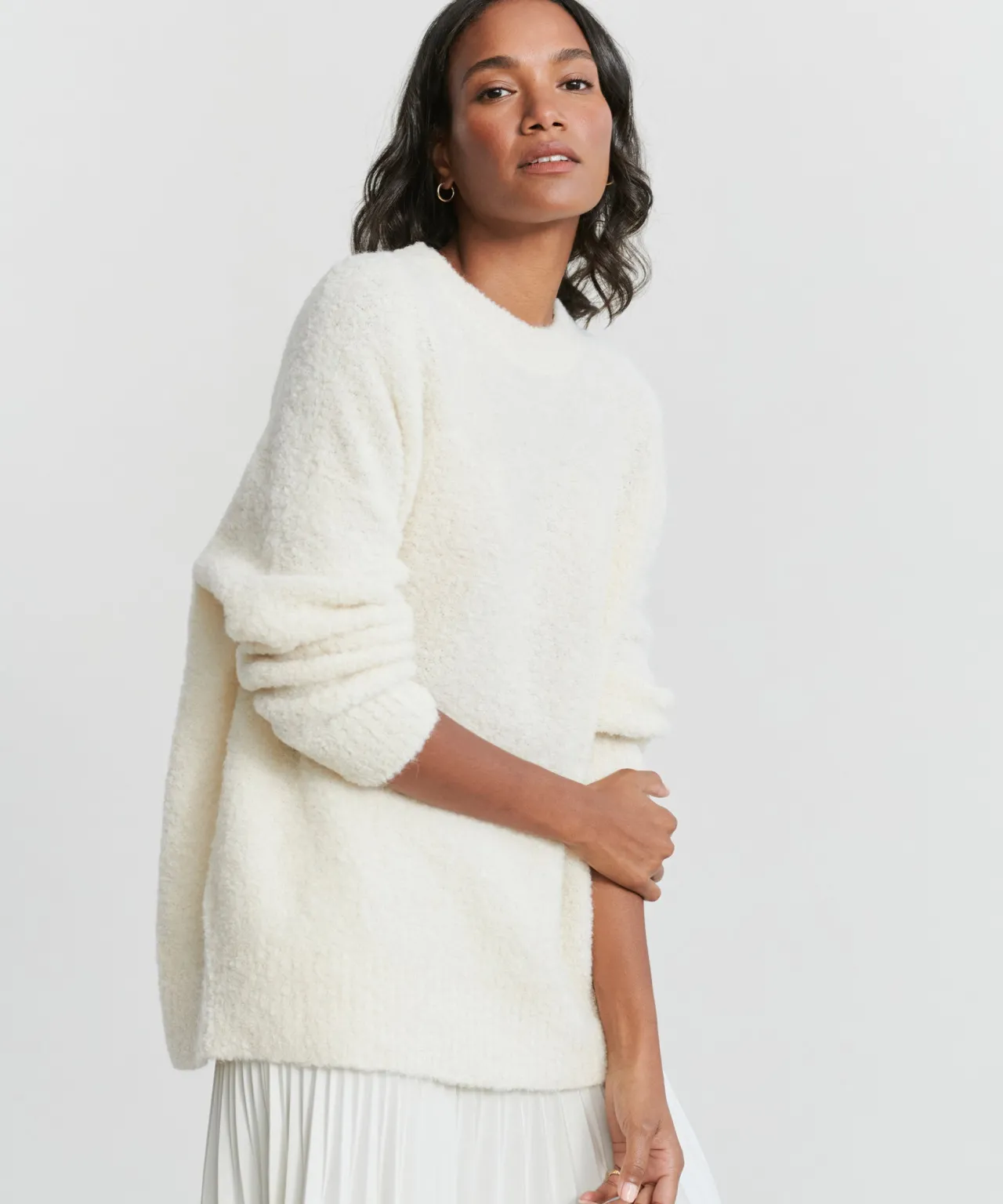 Alpaca Boucle Cocoon Crewneck