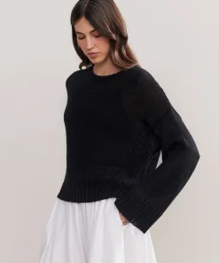 Cropped Linen Crewneck