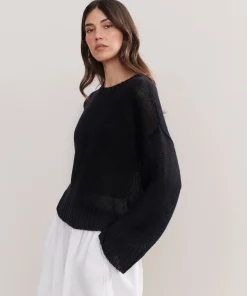 Cropped Linen Crewneck
