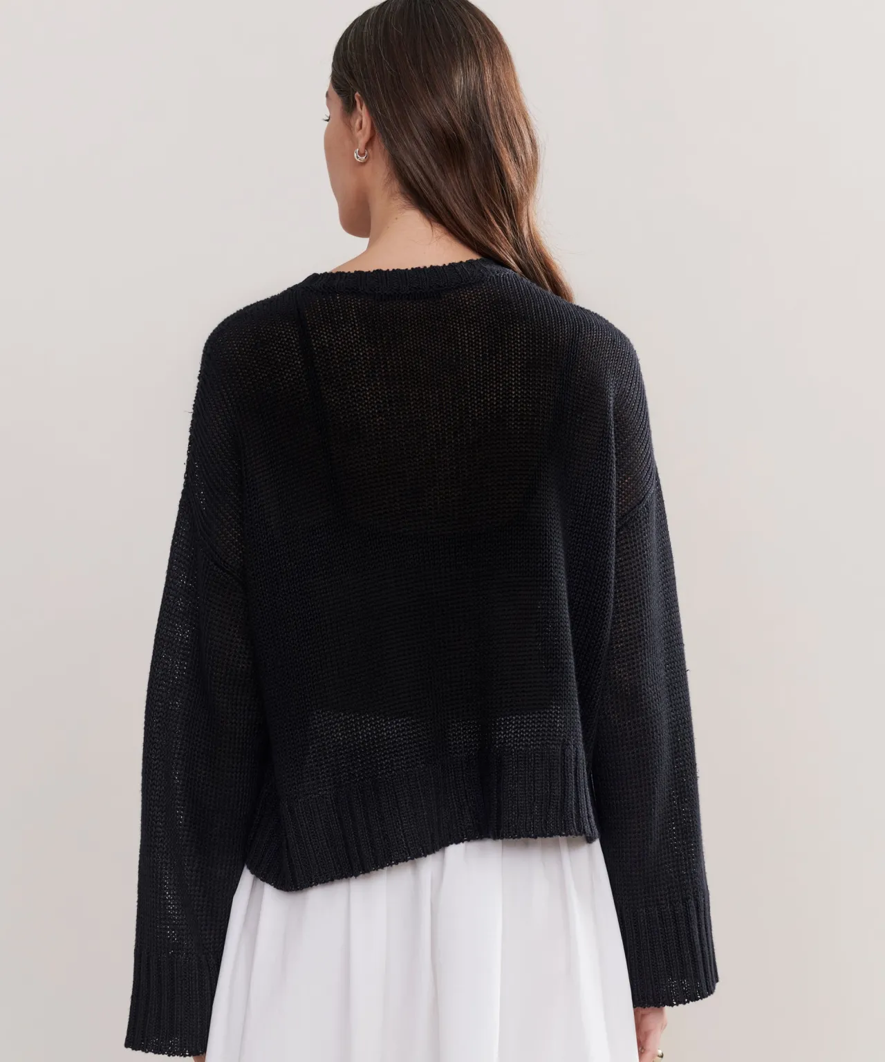 Cropped Linen Crewneck