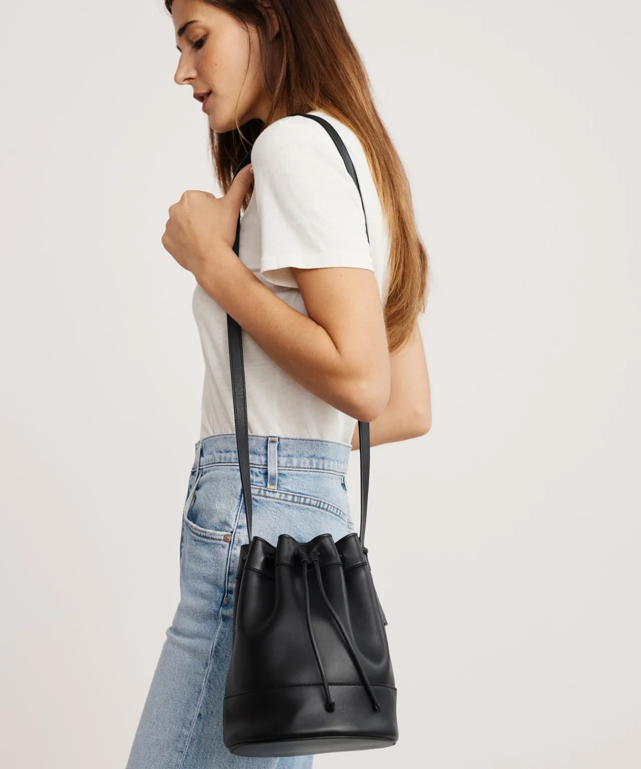 Mini Leather Drawstring Bag