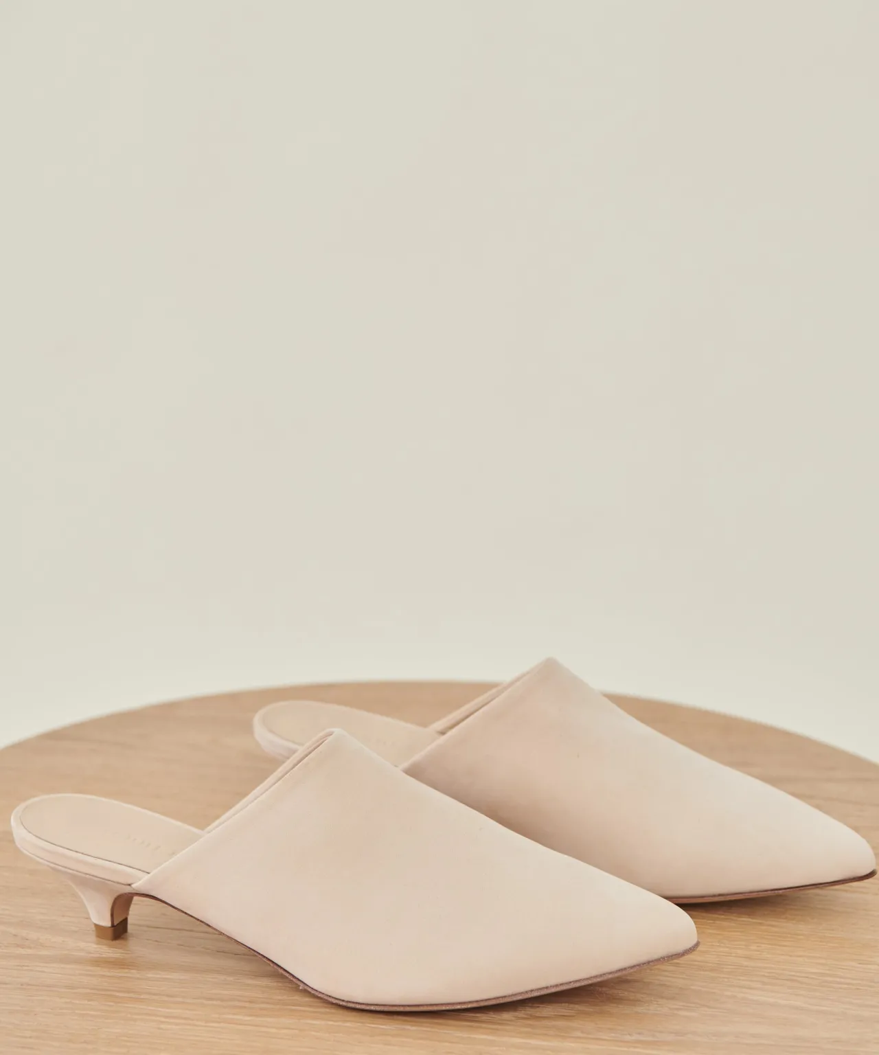 Oiled Leather Kitten Heel Mule