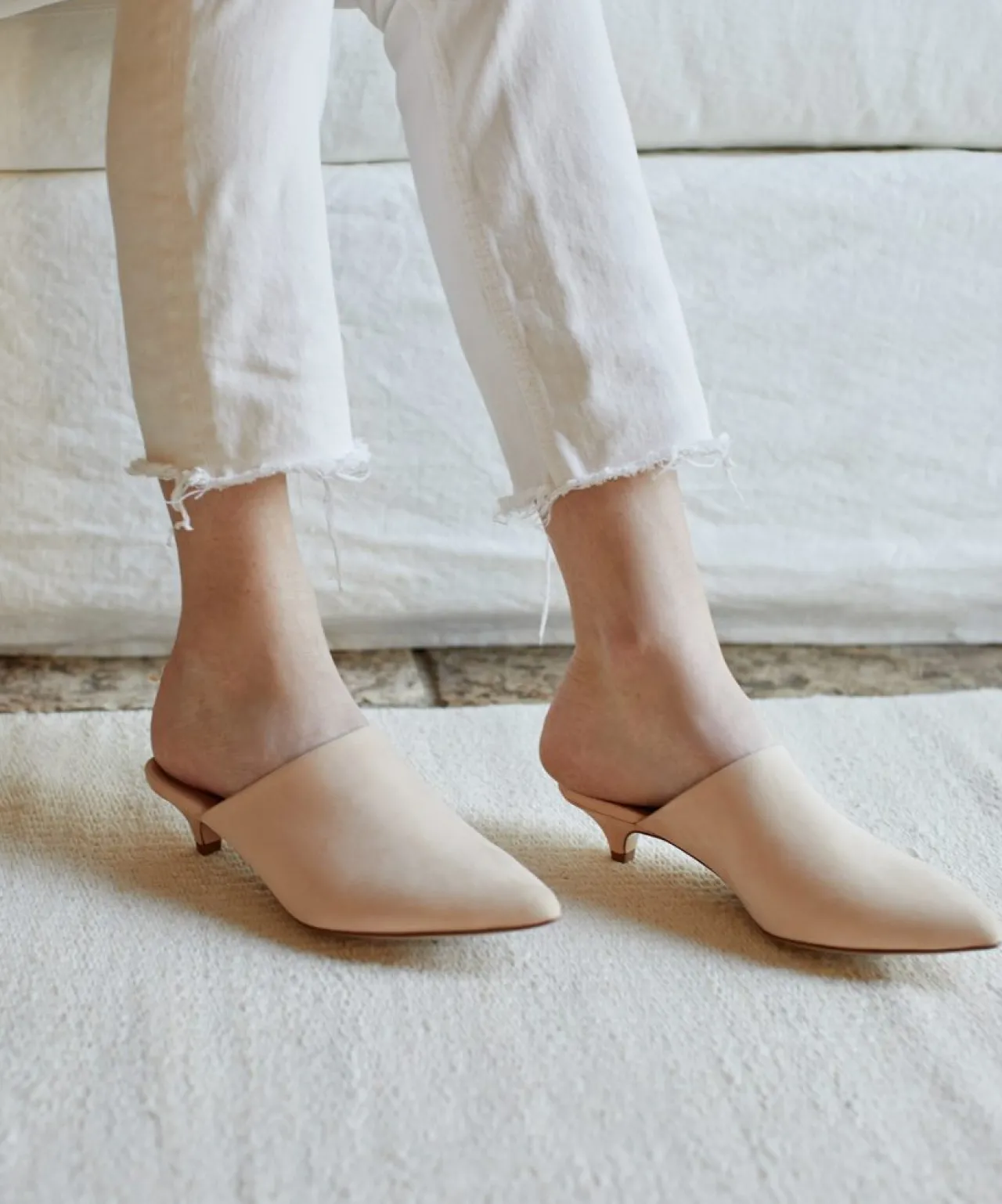 Oiled Leather Kitten Heel Mule