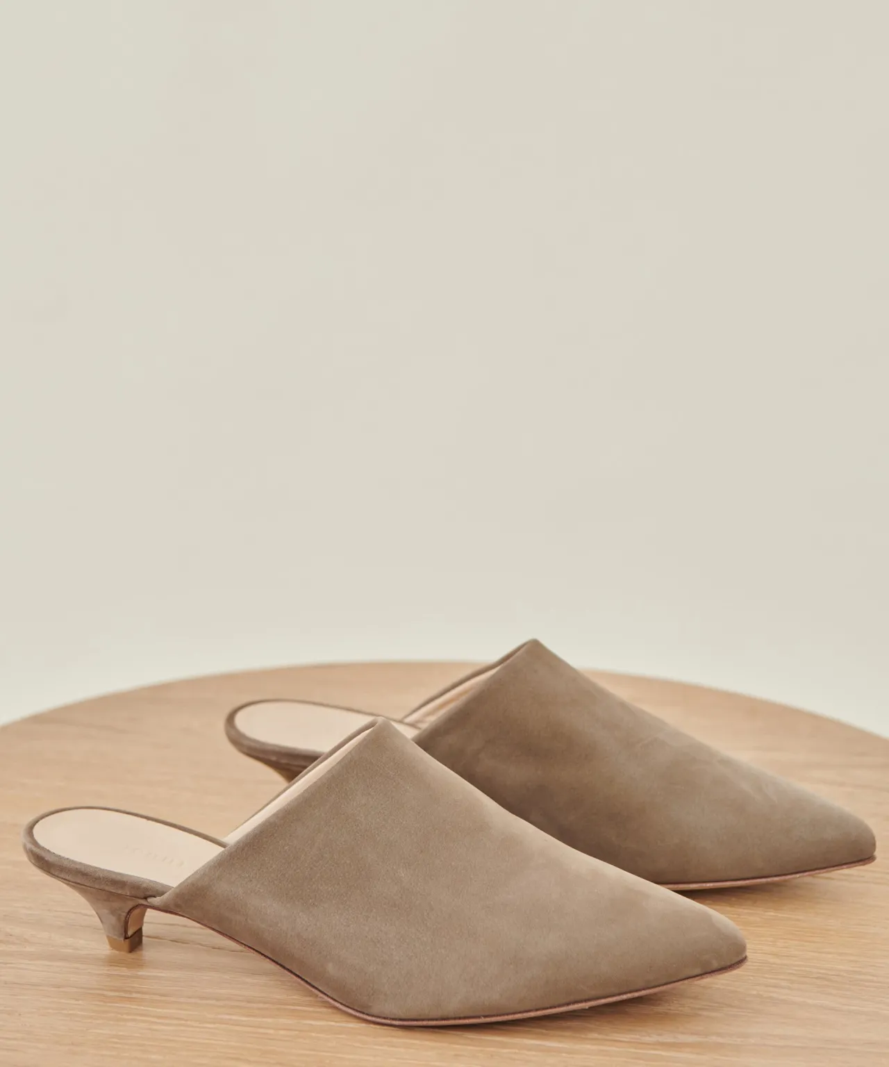 Oiled Leather Kitten Heel Mule