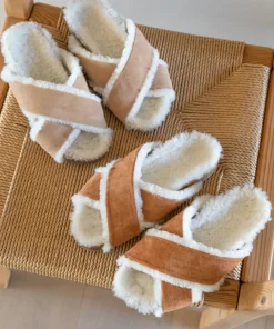 Shearling-Lined Crossover Sandal